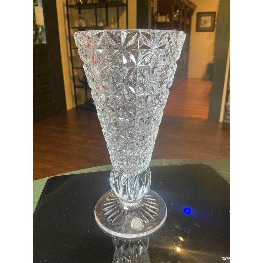 Vintage Princess House 24% Heavy Lead Crystal Star Diamond Cut 8" Vase